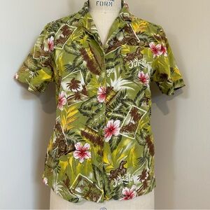 VTG 90s Hawaiian Shirt Jungle Farm Rio Vibes Retro Sz S